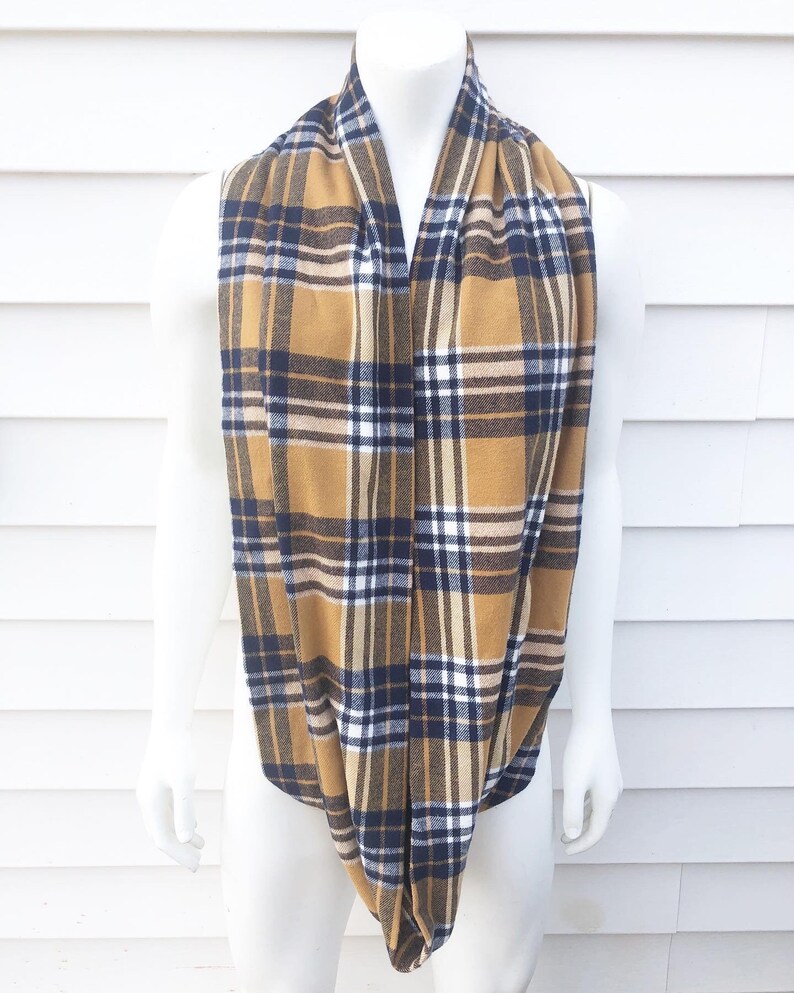 Mustard Yellow Fall Flannel Plaid Scarf Etsy