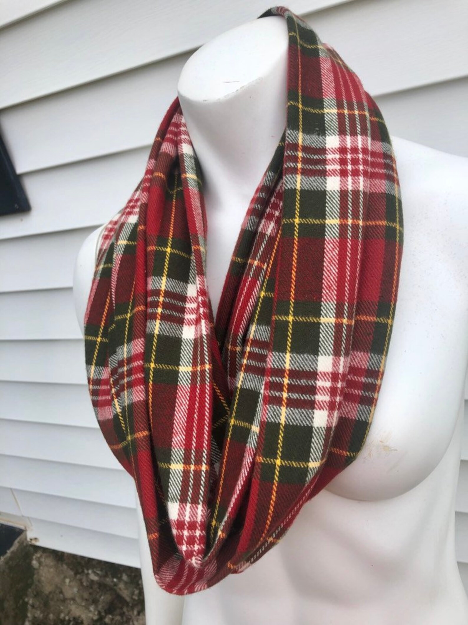 Red and Green Plaid Christmas Scarf Etsy