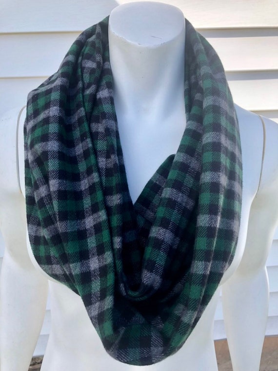 Green and Grey Plaid Scarf | Etsy