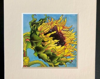 Sunflower Watercolor Print: Bold Floral Wall Decor