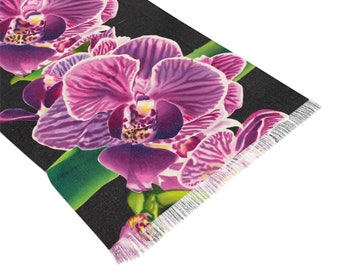 Tropical Pink Orchid Floral Watercolor Design Light Scarf