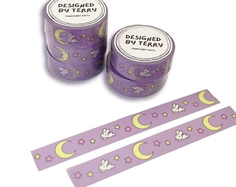 Moon Rabbit Washi Tape 1.5cm | Bujo Stickers | Stationery | Bullet Journal