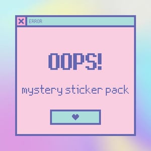OUPS ! Pack d'autocollants mystère | Kawaii | Esthétique pastel | Stickers découpés en forme de baiser | Autocollants découpés