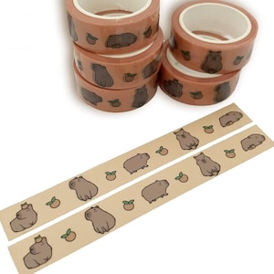 Ruban adhésif Washi Capybara 1,5 cm | Stickers Bujo | Papeterie | Bullet Journal