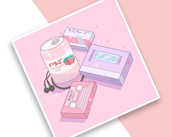 Retro Vaporwave Art Print | 5" x 5" | Postcard | Pastel Art | Kawaii | Y2K | 90s