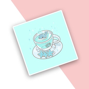 Whale-ness Tea Art Print | 5" x 5" | 8" x 8" | Kawaii | Pastel Art