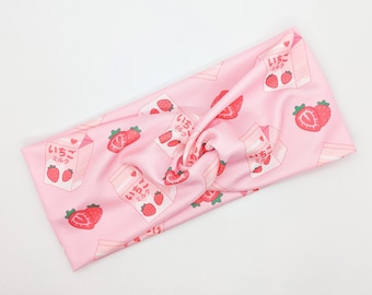 Strawberry Milk Knot Headband | Kawaii | Headwrap