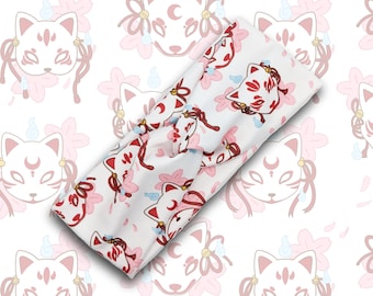 Kitsune Mask Knot Headband | Kawaii | Anime | Headwrap