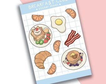 Breakfast Bears Sticker Sheet | Bujo Stickers | Kawaii | Pastel Aesthetic