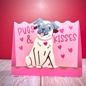 Tarjeta desplegable para el día de San Valentín con un carlino