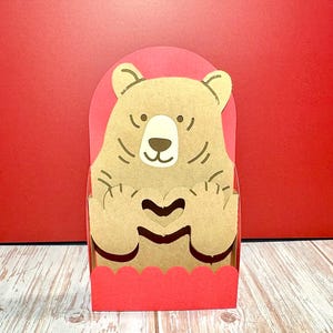 Tarjeta desplegable con forma de oso para el día de San Valentín