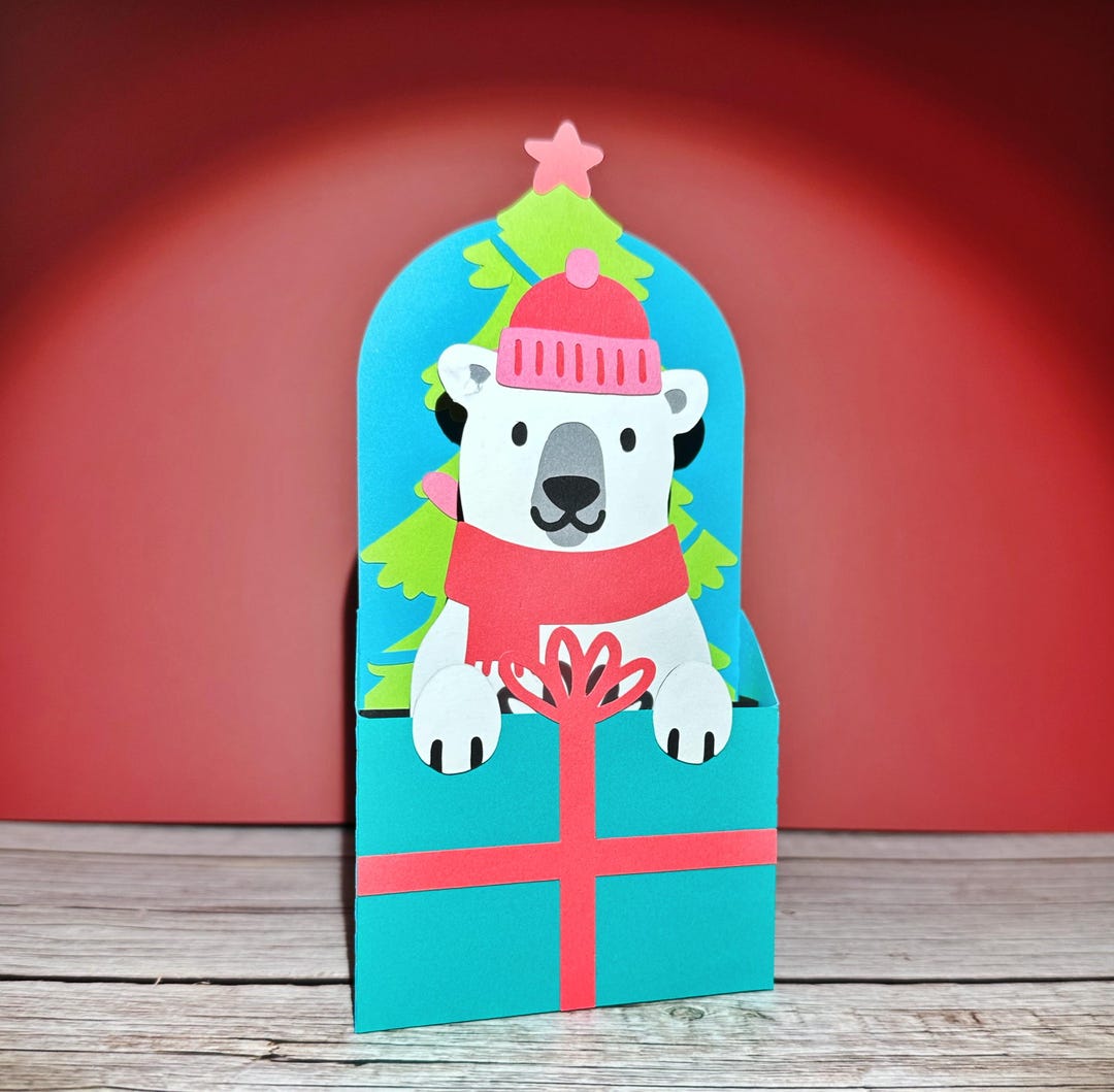 Polar Bear Holiday Pop up Card - Etsy