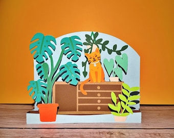 Cat on Dresser Pop Up Card