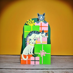 Cats on Gifts Pop Up Card