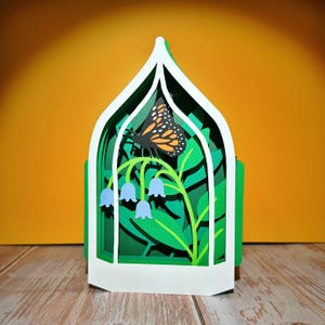 Carte pop-up Terrarium pour papillons monarques