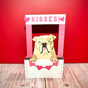 Tarjeta desplegable para el día de San Valentín con diseño de bulldog
