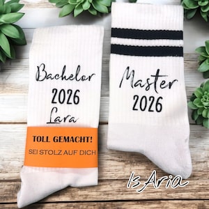 Master 2026 Socken/Bachelor 2026 Socken/Tennissocken/ mit Namen/Geschenkidee zum Masterabschluss/Bachelorabschluss/Studium/ Personalisierbar