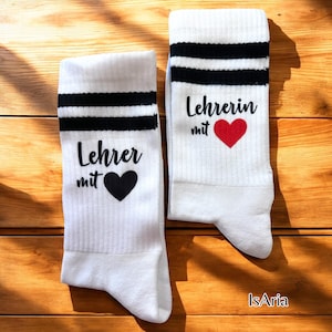 Lehrer Socken /Tennissocken/Lehrerin mit Herz/ Lehrer-Geschenk/ Abschiedsgeschenk Schule/Strümpfe/ Dankeschön Lehrer