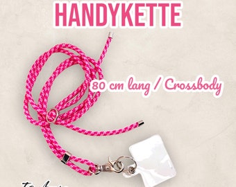 Handy-Kette | Universal-Adapter | Crossbody-Handykette | Handyhalter | Handyband | 160cm | verstellbar | Tau | PPM-Seil| pink / rosa