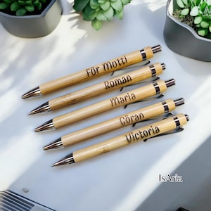 Bambus Kugelschreiber mit Namen / Namensgravur/Geschenk Arbeitskollegen, Chef/ Holzkugelschreiber/Abschiedsgeschenk/personalisiert/ Herz