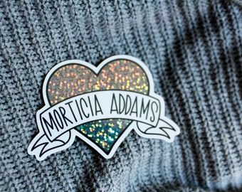 Morticia Addams Heart Sticker
