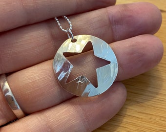 Large sterling silver handmade star pendant