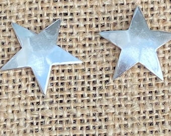 Extra large 925 Solid silver handmade star earrings.
