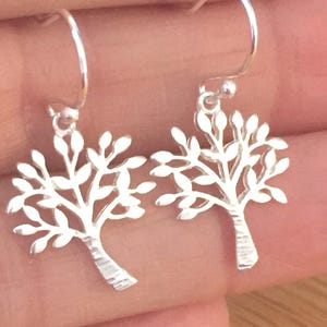 Sterling silver tree of life drop earrings