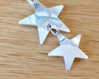 Sterling Silver handmade double star pendant inc.silver chain