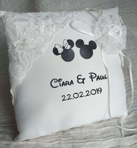 White Lace Disney Inspired Satin Ring Bearer Pillow Keepsake Etsy