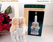 Candle Holder Snow Children Carolers Porcelain Figurine Vintage Taper Candlestick Christmas Decoration Free Shipping