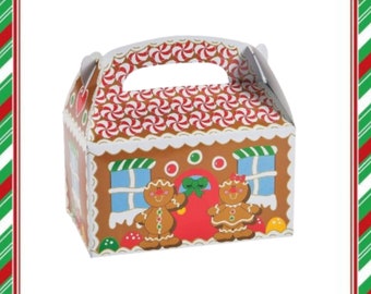 Christmas Gift Box Cookies Food Treats Candy Box Folding Card Stock Gingerbread House Carton Reusable Packaging Gift Wrap