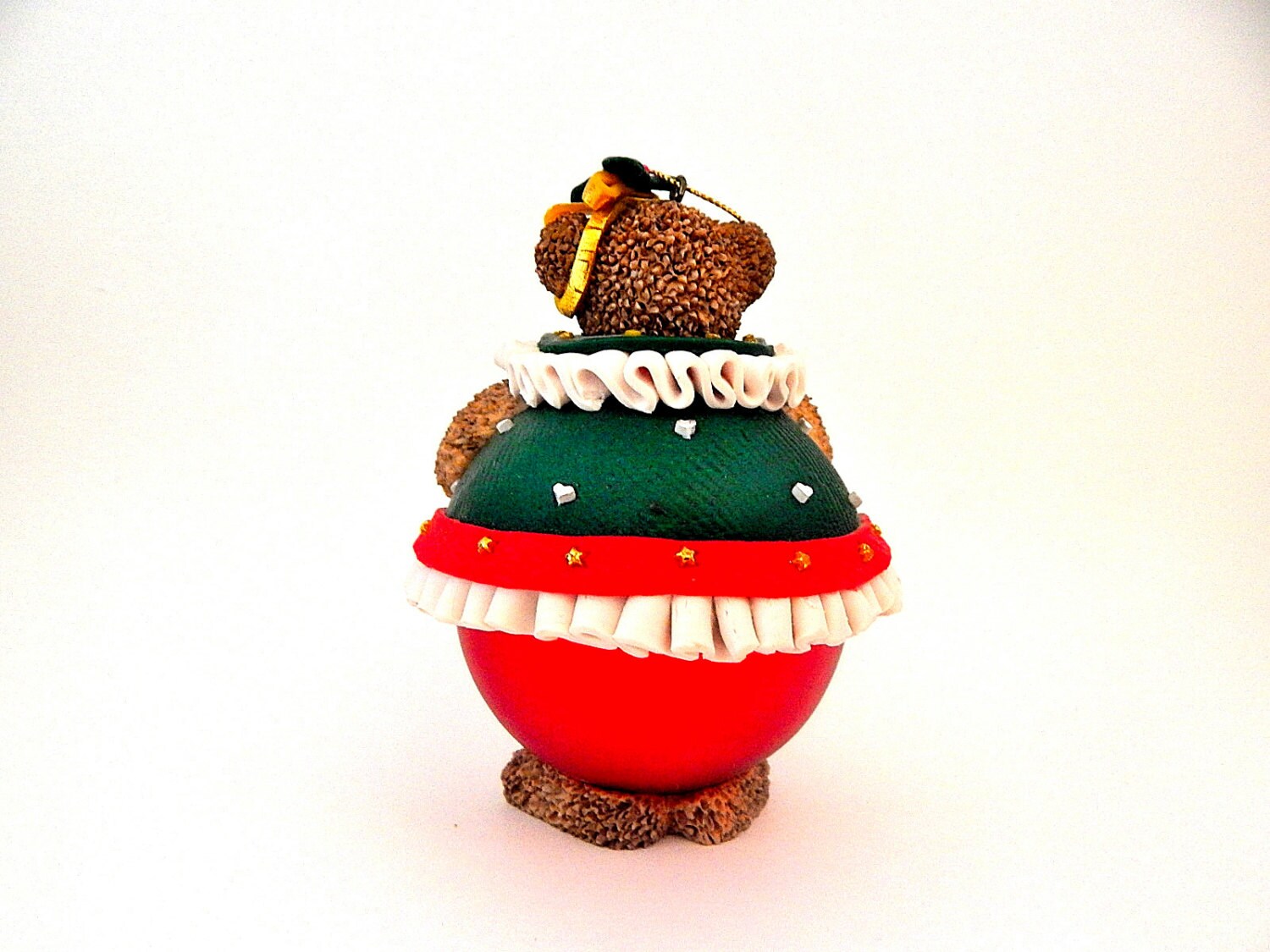 Teddy Bear Figurine Christmas Tree Ornament Rolypoly Brown Etsy