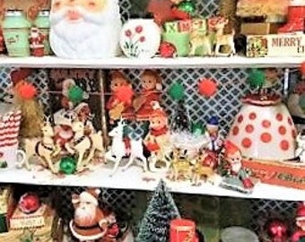 Christmas Mystery Box 3-10 Piece Personally Curated Vintage XS - XL Treasure Box Holiday Decor Ornaments Collectibles Books Tableware Gifts