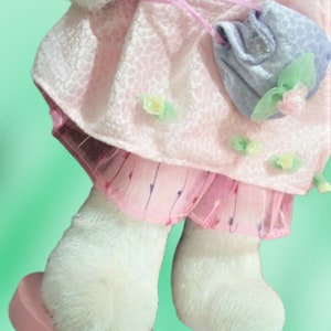 White Rabbit Stuffed Plush Animal Pink Dress and Hat 26" Easter Bunny Home Decor