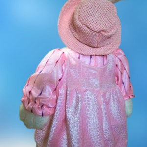 White Rabbit Stuffed Plush Animal Pink Dress and Hat 26" Easter Bunny Home Decor