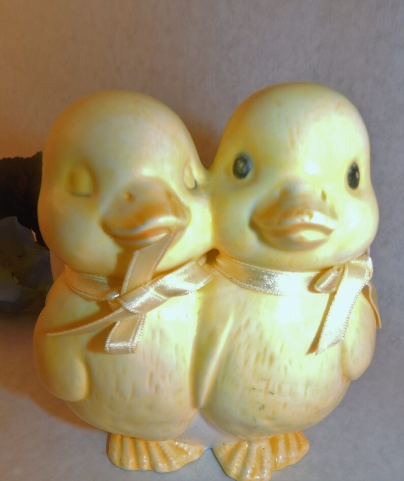 Planter Flower Pot EggShell Ceramic Dish Ducks Bowl Yellow Easter Vintage 1970s Dept 56 Collectible Novelty Spring Farmhouse Kitchen Decor