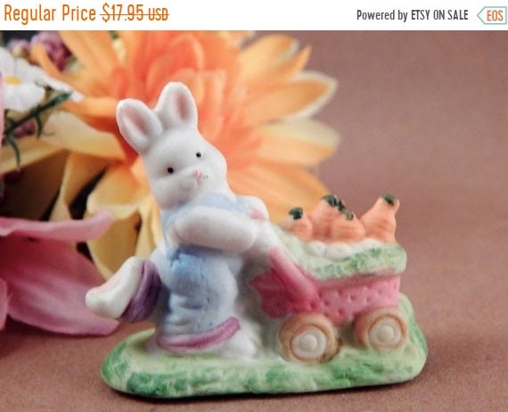 Vintage Replica White Rocking Horse Bunny Rabbit Easter Spring New!
