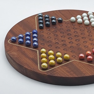 Solid wood Chinese checkers game