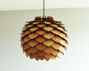 47cm pendant light / wooden lampshade / wooden suspension