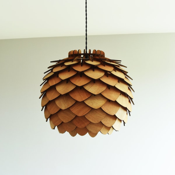 40cm suspension luminaire / wooden lampshade / suspension bois