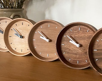 Unique Handcrafted Wooden Desk Clock - Silent Mechanism