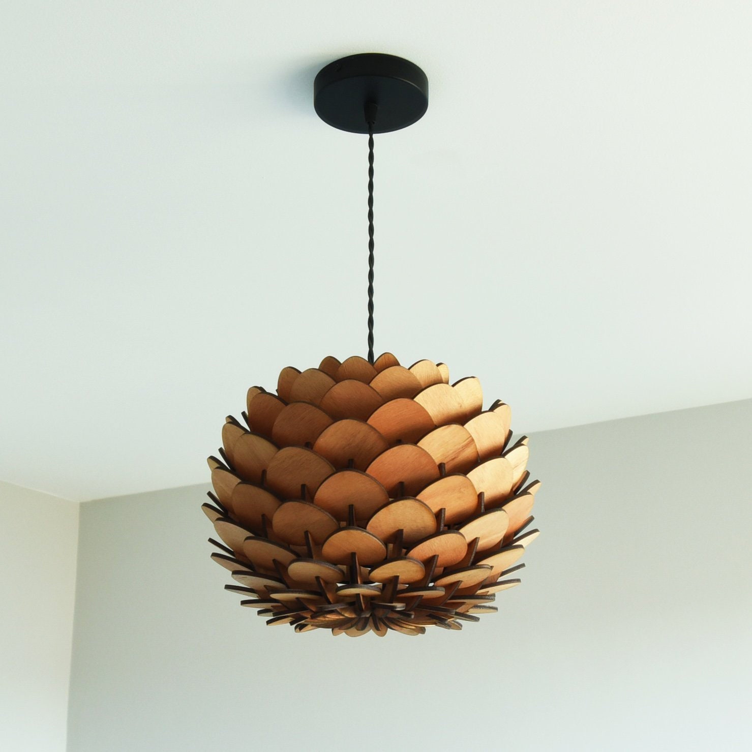 30cm Luminaire Suspension Design en Bois