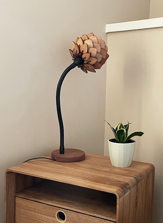 Lampe de chevet bois exotique 50cm