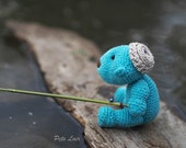 crochet teddy bear, blue teddy bear,turquoise, stuffed animals, baby shower gift, bear hat, panama, child gift, toddler, infant, boy girl