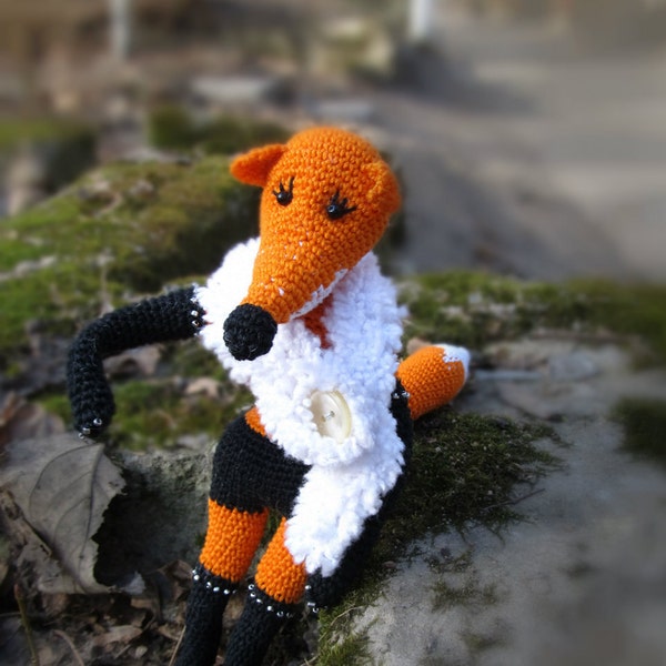 toy fox, love fox, animal figurine, miniature fox sexy, animal figurine, Red Fox Plush, crochet soft toy, orange fox, handmade doll