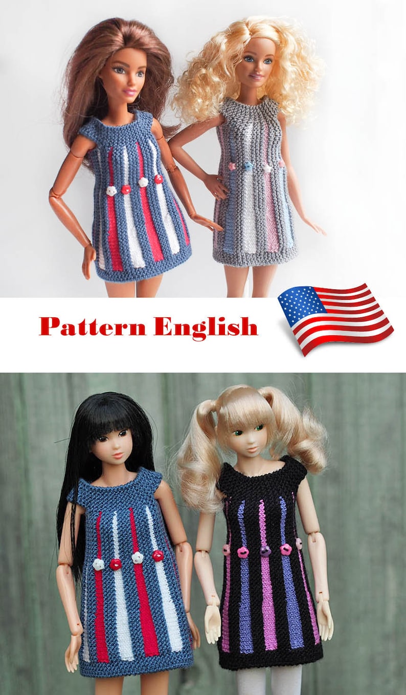 Motif pour poupée Barbie Robe Tricot Pattern Habits poupée ...