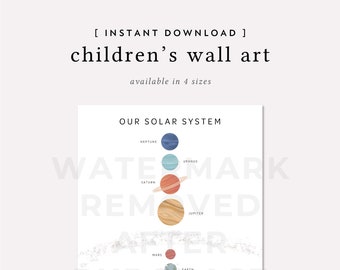 Minimalist Solar System Print, Children's Room, Instant Download