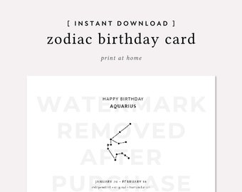 Zodiac Birthday Card Printable