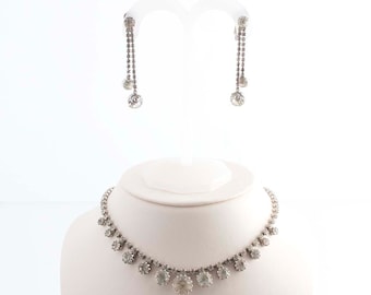 Rhinestone Necklace and Earring Set